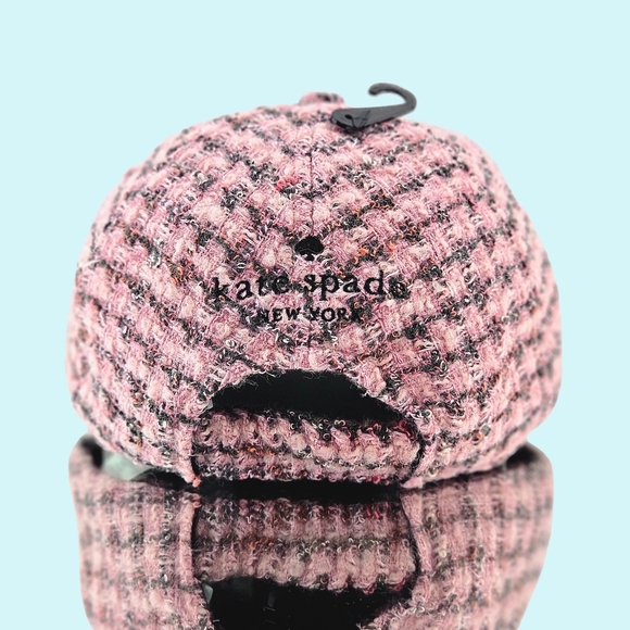 Kate Spade Hat Baseball Cap Pink Multi Wool Blend Tweed Barbiecore Balletcore - Picture 4 of 5